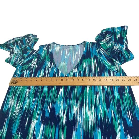 Bohemian Flair Sleeve Blue Space Tie Dye Top size 14 16 - Picture 3 of 6